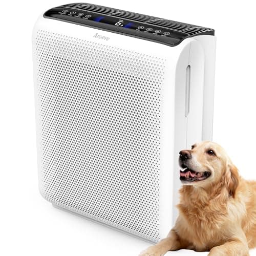 AROEVE Air Purifiers for Bedroom Home Large Room Up to 1504 Ft², 5 Layer Filter for Smoke Pollen Allergies Pet Dander Odor, Air Quality Monitor, Sleep Mode, Timer for Office, Dorm, Kitchen, MK07 White - Image 1