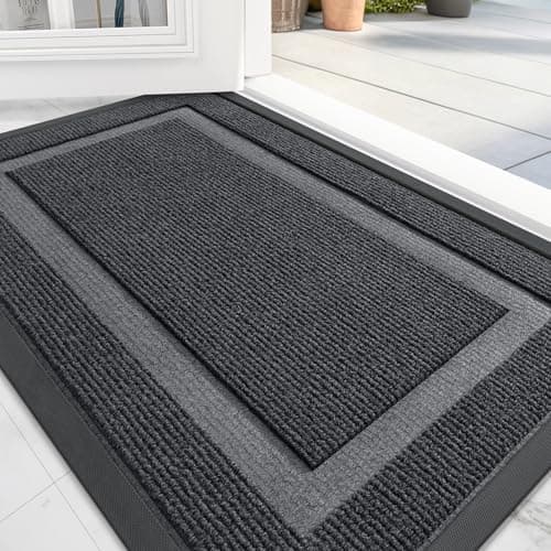 OLANLY Front Door Mat Indoor Outdoor Entrance, Waterproof All-Season, All-Weather Doormat, Sturdy Natural Rubber, Fade Resistant, Low Profile, Easy Clean Patio Porch Entryway Mat, 36x24, Grey - Image 1
