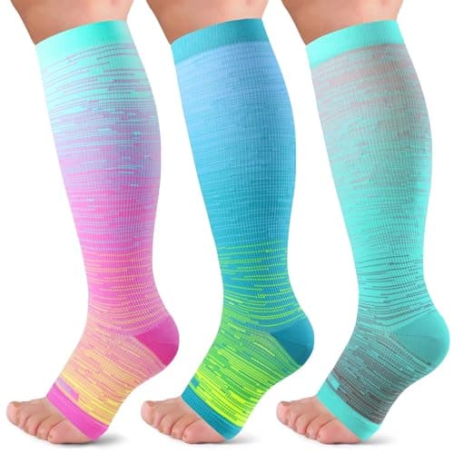 LEVSOX Open Toe Compression Socks for Women & Men 20-30mmHg Toeless Sock Knee High Support Stockings for Nurses Pregnant - Image 1