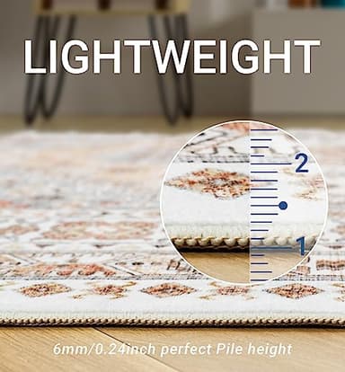 zesthome 9x12 Area Rugs,Stain Resistant Washable Rug,Ultra-Thin Rugs for Living Room,Bedroom,Non-Slip Backing Home Decor Large Area Rug (Orange,9'x12') - Image 5