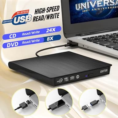 YOTUO External DVD Drive, Portable USB 3.0 CD +/-RW Drive DVD Player for ROM Rewriter Burner for Laptop Desktop, Compatible with Windows 7/8/10/11 Mac MacBook Pro/Air… (DVD Burner) - Image 3