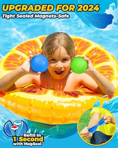 SOPPYCID Reusable Magnetic Water Balloons：16 Pack Refillable Water Bomb Splash Balls Self Sealing Quick Fill - Latex-Free Silicone Water Toys for Kids Adults - Water Games Outside Beach Pool Party - Image 4