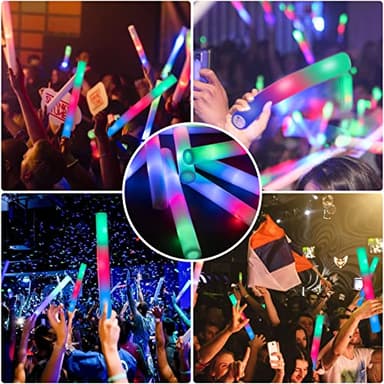SHQDD 240 Pack LED Foam Sticks, Glow Stick Bulk Party Pack with 3 Modes Colorful Flashing, Glow in the Dark Party Supplies for Wedding, Raves, Concert, Camping - Image 6