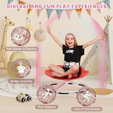 Qusases Sensory Swivel Chairs for Kids, Spinning Chair for Autistic Kids, Sit and Spin Sensory Toys, Training Body Coordination, Autism ADHD Chairs Indoor Outdoor Play Equipment (Red) - Image 7
