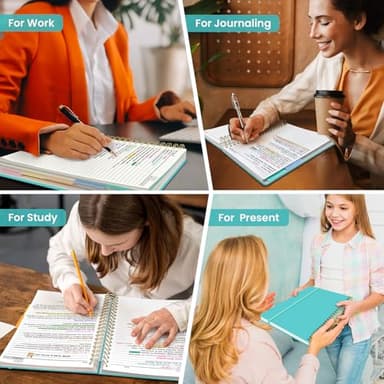 Large Spiral Lined Notebooks for Work With Removable Dividers & Tabs, 8.5"x11" Hardcover 5 Subject Notebook for Note Taking & Organizer, A4 College Ruled Journal for Women & Writing, Aquamarine, 280 Pages - Image 7
