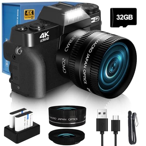 2024 Upgrade VJIANGER Digital Camera for Photography Vlogging Camera for YouTube with WiFi, 180° Flip Screen, 16X Digital Zoom, 52mm Lens, 2 Batteries, 32GB Micro SD Card(Black) - Image 1