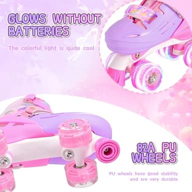 2PM SPORTS Roller Skates Girls Ages 5-8 8-12 3-5 4-7 6-12 10-12 with Light Up Wheels, Outdoor Indoor Girls Rollerskates for Kids Beginner Size 10C 11C 12C 13C 1 2 3 4 5 6 Pink Butterfly - Image 5