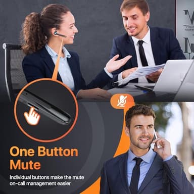 PRTRFLC Bluetooth Headset with Microphone,V5.4 Bluetooth Earpiece with Charing Case 150H Standby Time Hands Free Headset with Noise Canceling for Work Business Office Trucker(Black) - Image 7