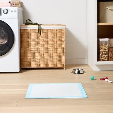 Amazon Basics Dog and Puppy Pee Pads with 5-Layer Leak-Proof Design and Quick-Dry Surface for Potty Training, Standard Absorbency, X-Large, 28 x 34 Inch - Pack of 60, Blue & White - Image 5