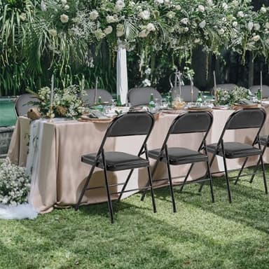 Elevon Pack of 4 (Fabric/Vinyl) Steel Frame Metal Foam Padded Folding Chairs, Black - Image 2