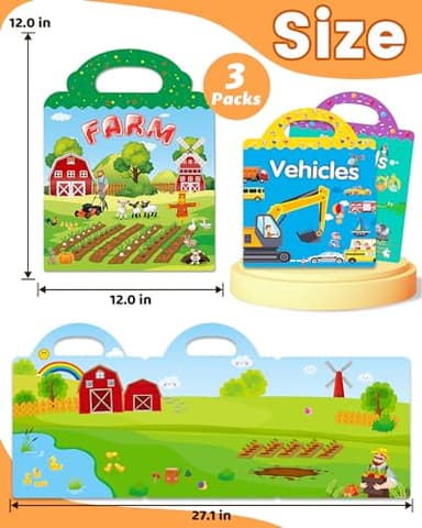 Walenced Reusable Sticker Book for Toddlers 2-4 Years, Stickers for Kids, Toddler Sticker Book Ages 1-3, Toddler Craft Activities, Toddlers Travel Toys Ages 2+ Boy Girl Birthday Gifts - Image 3