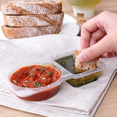 Restaurantware Futura 5 Ounce Snack Containers 500 Microwavable Sauce Containers - 2 Compartments Hinged Lid Clear Plastic Portion Cups For Condiments Or Dips - Image 5