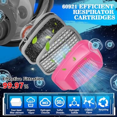 Full Face Gas Masks Survival Nuclear and Chemical with 40mm Activated Carbon Filter and 60921 Filters/Cartridges, Respirator Mask With Filters Against Dust, Organic Vapor, Paint, Welding, Chemicals - Image 5