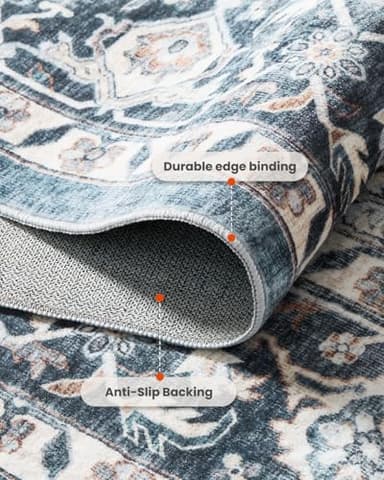 AMADA HOMEFURNISHING 8x10 Washable Area Rug, Low-Profile Large Area Rug with Non-Slip Backing & Durable Edge Binding, Vintage Large Rugs for Living Room, Bedroom, Dinning Room - Image 6