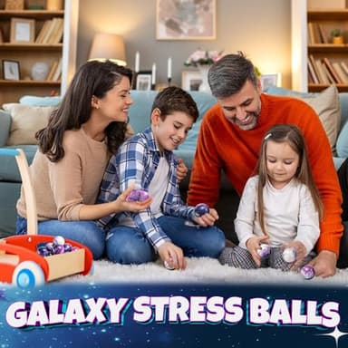 Galaxy Stress Balls for Kids - Pack of 24 Bulk - Squeeze Anxiety Fidget Sensory Balls for Children with Outer Space Theme, Toys for Party Favors and Birthday Party Supplies - Image 6