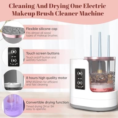 3 IN 1 Electric Makeup Brush Cleaner Machine With Makeup Brush Dryer-Holder-Portable Automatic USB Cosmetic Brushes Cleaner Tool for All Size Beauty Makeup Brush Set,Contour, Eyeshadow, Blush Brush - Image 2
