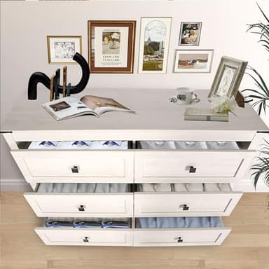 BTDWI Farmhouse 6 Drawer Dresser & 2 Nightstand Sets 3 Piece for Bedroom, Wood Dresser with Metal Handle for Bed Room, Light Beige - Image 2