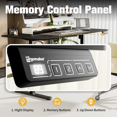 ERGOMAKER 63" Electric Standing Desk, Adjustable Height, Sit Stand Up Desk for Home Office & Computer Workstations, Memory Controller, Black - Image 5