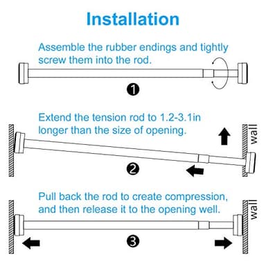 TEECK Shower Curtain Rod, 32-80 inch Adjustable Spring Tension Curtain Rod, Never Rust Anti-Slip Shower Curtain Rod for Bathroom, No Drilling, Never Collapse, Easy to Use, Silver - Image 9