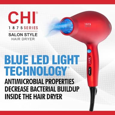 CHI 1875 Series Hair Dryer, Blow Dryer For Ultra-Fast Hair Drying, Reduces Frizz & Increases Shine, Nozzle & Diffuser Attachments - Image 4