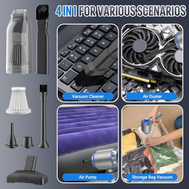 Electric air Duster - 2 in 1 210000RPM Brushless Air Duster & 21000PA Car Vacuum 9000mAh Battery Air Blower Wireless Handheld Vacuum for Car,Office and Home (Blue, 210000RPM) - Image 7