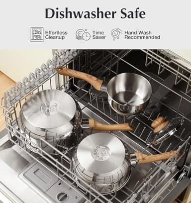 KOCH SYSTEME CS Stainless Steel Saucepan Set, 6 Piece Stainless Steel Pot 1QT & 2QT & 3QT with Heat-resistant Bakelite Handle, Tri-ply Base Pots, Sauce Pan Induction Ready, Pot Set 6PCS - Image 6