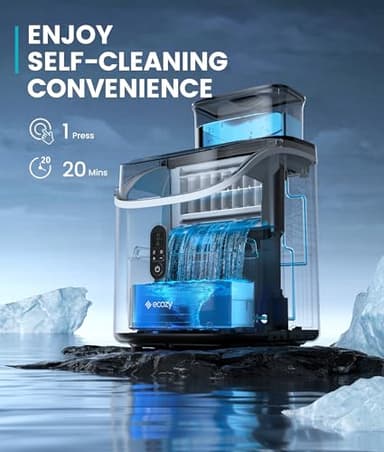 ecozy Ice Cube Makers Countertop, 33lbs Per Day Portable Ice Machine, Self-Cleaning Ice Maker Machine with 1.5L External Water Tank for Home Office Party Bar - Image 4
