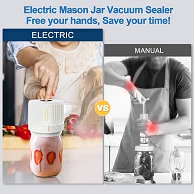 LOVE MOMENT Electric Mason Jar Vacuum Sealer Kit for Wide Mouth and Regular Mouth Mason Jar - White - Image 2