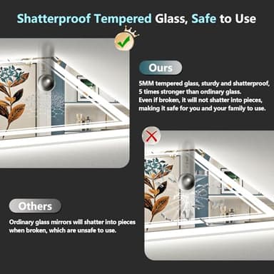 AWANDEE 55x36 LED Bathroom Mirror with Lights, Backlit + Front Lit, Anti-Fog Lighted Vanity Mirror for Bathroom Wall with 3 Colors, Stepless Dimmable, Memory, Shatter-Proof, Tempered Glass, ETL Listed - Image 7