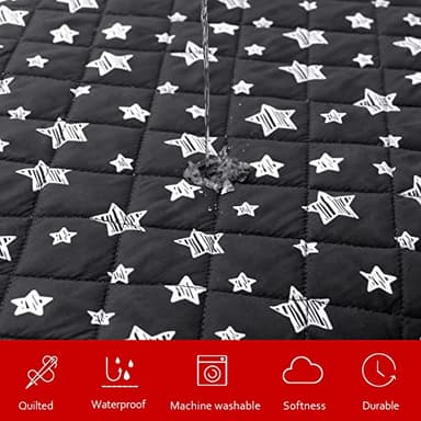 Waterproof Dog Bed Covers Replacement Washable Pet Hair Easy to Remove, Noiseless Quilted Puppy Pet Bed Cover Lovely Black Star Print 44x54 Inches, for Dog/Cat, Cover Only - Image 2