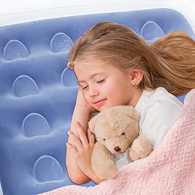 Inflatable Kids Travel Bed Toddler Air Mattress Set,Portable Blow Up Mattress Sleeping Bed Cot with Bed Rails and Electric Pump Ideal for Road Trip - Image 4