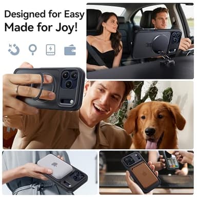 CASEKOO for iPhone 17 Pro Case with Magnetic Ring Stand [Camera Protection][Military Drop Protection][Fit for MagSafe] Translucent Matte Slim Phone Cover for iPhone 17 Pro Case 6.3", Black - Image 4