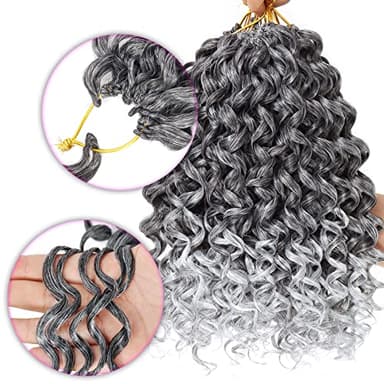 7 Packs GoGo Curl Crochet Hair 10 Inch Grey Short Curly Crochet Hair for Women Beach Curl Water Wave Deep Twist Crochet Braids Synthetic Braiding Hair Extensions (10 Inch, TGRAY) - Image 5