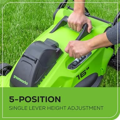 Greenworks 40V 16" Brushless Cordless (Push) Lawn Mower + Blower (350 CFM) + 13" String Trimmer (Bonus Spools), 4.0Ah + 2.0Ah Battery and Charger Included (75+ Compatible Tools) - Image 6