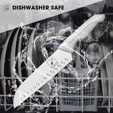 imarku 14-Piece Kitchen Knife Set with Block and Sharpener, Professional Stainless Steel with Non-Slip Ergonomic Handle, Dishwasher Safe, Home Essential, Gray-White - Image 3