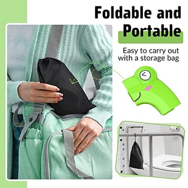 Portable Potty Seat for Toddler Travel - Foldable Non-Slip Potty Training Toilet Seat Cover for Boys Girls, Baby Kids with Drawstring Bag (Green Frog) - Image 7