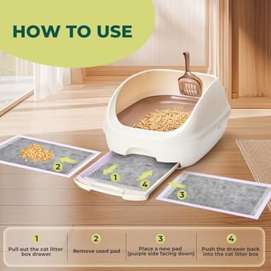 Cat Pads Refills for Tidy Cats Breeze Litter System - Super Absorbent 6-Layer Pads for Odor Control, Activated Carbon - 16.9" x 11.4" - Pack of 40 Litter Box Replacement Pads - Image 8