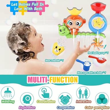 Bath Toys for Kids Ages 1-3 Toddler Bath Toys for Babies 1 2 3 Year Old Boys Girls Water Bathing Tub Toy for 12 18 Months Infant with Cups - Image 2