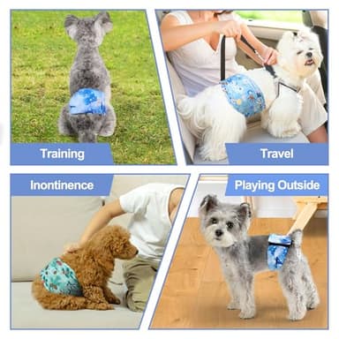Reusable Dog Diapers Male 3 Pack, Premium Washable Belly Bands for Male Dogs, High Absorbing Large Male Dog Wraps for Doggie & Puppy in Incontinence or Excitable Urination and Training Star Star L - Image 7