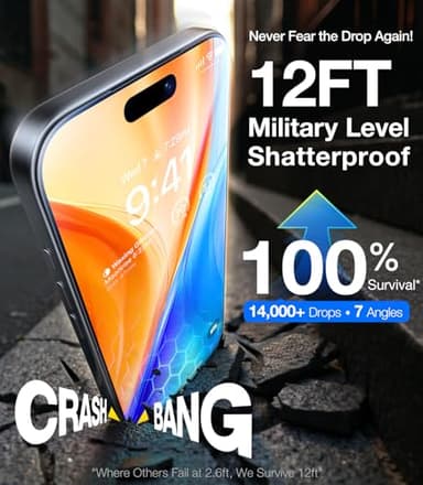 UltraGlass TOP 9H+ Armor for iPhone 17 Pro Screen Protector [NO.1 Military Grade Shatterproof] Screen Protector 17 Pro Tempered Glass 17Pro 6.3" 2025 [Longest Durable] OneStep Installation, 2 Pack - Image 3