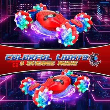 S-pider Rc Gesture Sensing Stunt Car Toys for Boys 4-14 Years Old, Drift Hand Control Remote Control Cars with Light & Music, 360°Rotation Double Side Cars Birthday Gifts for Kids Age 5 6 7 8 9 10 11 - Image 2