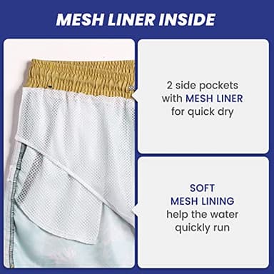 maamgic Mens Short 80s 90s Vintage Swim Trunks with Mesh Lining Quick Dry Bathing Suit Board Shorts Floral Dark Green Medium - Image 3