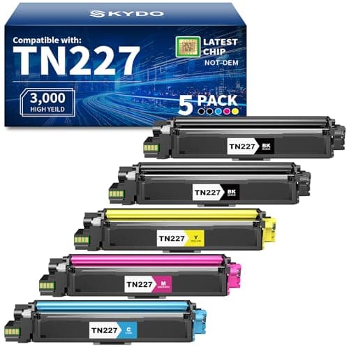 Skydo Toner Cartridges Compatible for Brother TN227 BK/C/M/Y High Yield Toner Cartridge for Brother HL-L3270CDW MFC-L3770CDW HL-L3290CDW MFC-L3710CDW HL-L3210CW HL-L3230CDW Printer(2BK/1C/1M/1Y) - Image 1