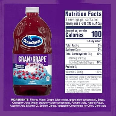 Ocean Spray Crangrape Drink, 64-Ounce Bottles (Pack of 8) - Image 9