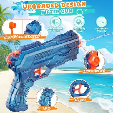 Water Squirt Guns Toys for Kids: Leakproof Super Water Gun for Boys Girls Adults - Small Outdoor Water Gun Toy for Pool Beach Swimming Summer Games Yard Party (2 Pack) - Image 6