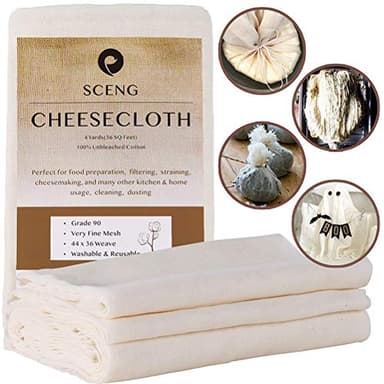 Cheesecloth, Grade 90, 36 Sq Feet, Reusable, 100% Unbleached Cotton Fabric, Ultra Fine Cheese Cloth for Cooking - Nut Milk Bag, Strainer, Filter (Grade 90-4Yards) - Image 1