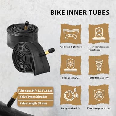 MOHEGIA Mountain Bike Tires Set: 2-Pack 24x1.95 Inch (54-507mm) Folding Replacement Bicycle Tires and Pair Inner Tubes with Tire Levers for MTB Off-Road Bike - Image 4