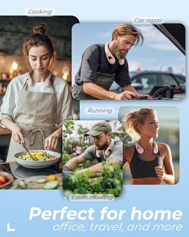 Neck Fan, Personal Fan with LED Display, USB-C Rechargeable, 4000mAh-Battery, 3-Speed Adjustment & Whisper-Quiet Operation, Perfect for Home, Travel, Sports - Image 7