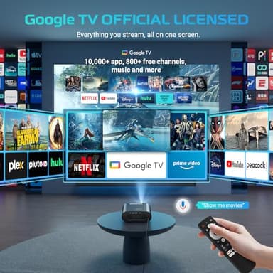 [Google TV/Voice Control]GooDee 4K UHD Smart Projector with WiFi and Bluetooth, Portable Movie Projector with Netflix / Prime Video / YouTube Built-in, Dolby Sound Home Theater for Indoor/Outdoor - Image 2