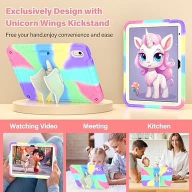 TOMORRY for iPad (A16) 11th Generation 11 Inch 2025/iPad 10th Generation Case 10.9 Inch 2022 with Tempered Glass Screen Protector,Unicorn Stand,Shoulder Strap,for iPad 10 Case Kids Girls (Colourful) - Image 5